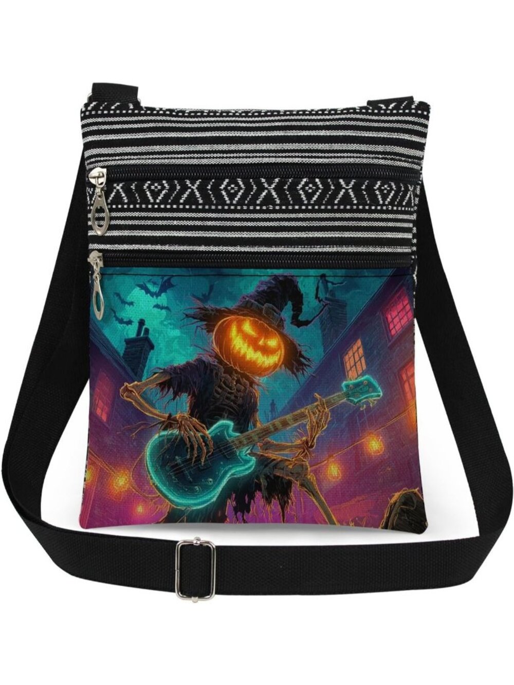Women Black Blue Halloween Pumpkin Witch Ghost Skull Purse Crossbody Handbag Bag